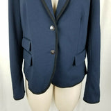 Gap Academy Uniform Brit Knit Blazer Jacket Womens 14 Crest Buttons Piping Navy