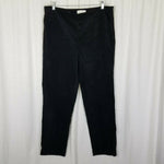 Talbots Classic Side Zip Black Velvet Brushed Cotton Pants Womens 16 Flat Front