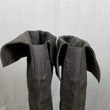 Vince Camuto Tall Knee Hi Gray Leather Fold Over Riding Boots Boho Womens 7.5