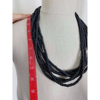 Multistring 6 Strand Black Faux Puka Bead Look BEADED NECKLACE Contemporary