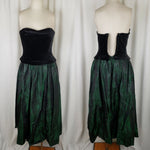 Laura Ashley Vintage Black Velvet & Floral Taffeta Formal Corset Dress Womens 12