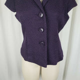 Coldwater Creek Wool Boucle Cap Short Sleeve Button Blazer Vest Plum Womens 10