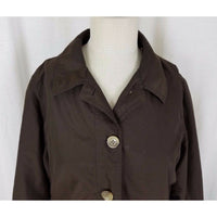Lands End Trench Style All Weather Coat Womens M Chocolate Brown Windbreaker