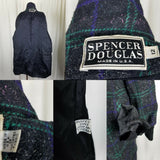 Spencer Douglas Wool 1980s Plaid Peacoat Coat Womens 12 Vintage Knit Cuffs USA