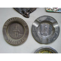LOT of 7 VINTAGE ASHTRAYS TOURISM TRAVEL STATES PAINTED METAL COLLECTIBLES JAPAN