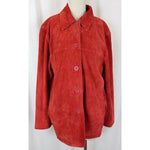 St. John's Bay Washable LEATHER Suede Full Button Up SHIRT JACKET Womens L Red