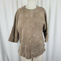 Vintage Marlynn Traditions Ltd Brown Leather Tunic Shirt Top Womens 6 3/4 Sleeve