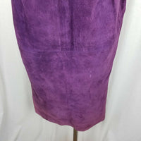 Richard Warren Purple Long Midi Boho Brushed Leather Suede Skirt Womens 8 Pencil
