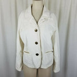 Izod Stretch Deluxe Sport Velvet Quilted Riding Jacket Womens L Vintage Ivory