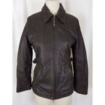 Oakwood Classic Brown Leather Full Zip Up Half Belted Insulated Jacket Womens S