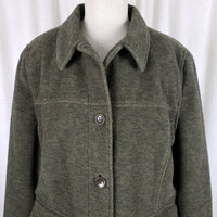 LL Bean Wool Full Button Up Shirt Jacket Lightweight Baird Barn Coat Womens L