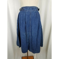 Vintage Gabriella Brazil Denim Blue Jean Swing Skirt Womens sz 10 Pleated Buckle