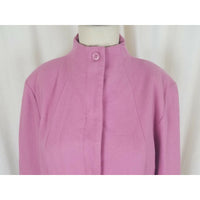 Terry Lewis Classic Luxuries Pink Wool Gray Faux Fur Trim Coat Peacoat Womens M