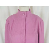 Terry Lewis Classic Luxuries Pink Wool Gray Faux Fur Trim Coat Peacoat Womens M