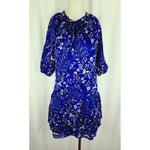 Gap Sheer Cotton Floral Print Layered Tiered Tie Neck Tunic Dress Womens XS Navy