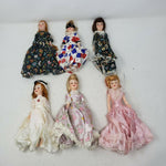 Vintage Mid Century Dolls 7 in Jester Victorian Ball Gowns Lot of 6 Sleepy Eyes