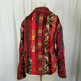 Coldwater Creek Patchwork Paisley Boxed Ribbon Sequin Jacket Blazer Womens M Red