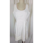 Ellen Tracy White Cotton Summer Sundress Pleated Dress Womens 12 Weighted Lined