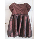Little Bitty Chocolate Brown Velvet Metallic Sheen Bubble Dressy Dress Girls 6X