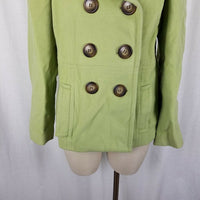 Tribal Wool Cashmere Double Breasted Peacoat Jacket Short Coat Womens 10 Green