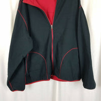 LL Bean Reversible Full Zip Up Fleece Sweater Jacket Mens L Red Exposed Stitches