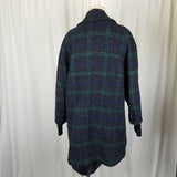 Spencer Douglas Wool 1980s Plaid Peacoat Coat Womens 12 Vintage Knit Cuffs USA