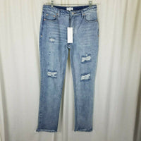 Dance & Marvel Distressed Fringe Raw Edge Blue Jeans Womens L Denim Destroyed