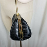 VINTAGE 60s Faux Alligator Snakeskin Leather Hard Case Pillbox Purse Handbag Bag
