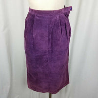 Richard Warren Purple Long Midi Boho Brushed Leather Suede Skirt Womens 8 Pencil