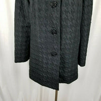 Laura Ashley Black Houndstooth Woven Short Button Up Peacoat Jacket Womens XL 3D