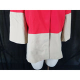 Coldwater Creek Colorblock Snap Placket Front Long Jacket Coat Womens 12 Red Tan