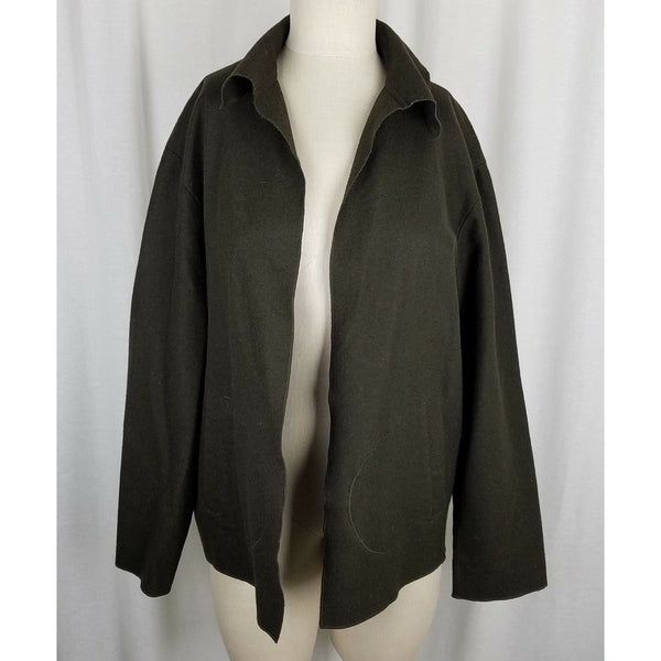 RL Ralph Lauren Black Label Open Front Wool Silk Swing Jacket Blazer Womens 10