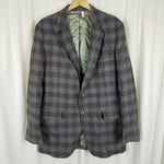 Vintage Jenss Unique Plaid Blazer Sport Coat Jacket Mens 44L Mid Century 60s 70s