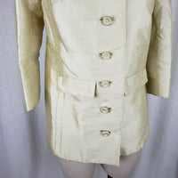 Authentic Vintage MCM Kitsch Jackie O Union Made Satin Coat Womens M USA Yellow
