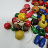 Vintage Colorful Children's Wood Jewelry Craft Beads Wooden Primary Colors 2 lbs