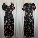 Rena Rowan for Saville Floral Maxi Fit & Flare Twirl Dress Womens 4 80s Vintage