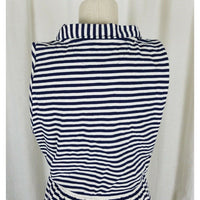 Dockers Jersey Knit Cotton Striped Summer Mini Dress Womens M Navy Blue Sailor