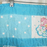 Vintage Care Bears Baby Quilt Wall Art Tapestry Patchwork Blanket Blue Pink 80s