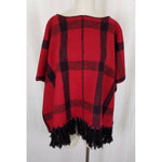 LRL Ralph Lauren Red Buffalo Plaid Wool Woven Cape Stadium Blanket Womens S M