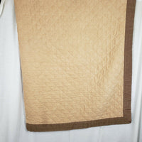 Vintage Quilted Microfiber Contrast Trim Throw Blanket 55x78 70's Brown Twin