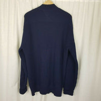 LL Bean Rag Wool Shawl Collar Henley Leather Buttons Knit Sweater Mens L Vintage