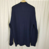 LL Bean Rag Wool Shawl Collar Henley Leather Buttons Knit Sweater Mens L Vintage