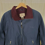 LL Bean Fleece Lined Warm Up Nylon Jacket Windbreaker Mens L Full Zip Contrast