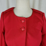Ann Taylor Loft Petites Red Cropped Swing Jacket Womens 2P Collarless 3/4 Sleeve
