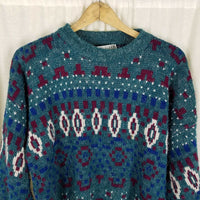Vintage Le Tigre Diamond Mohair Look Geometric Knit Sweater Mens L 80s 90s