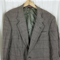 Hart Schaffner & Marx Plaid Pure Wool Sportcoat Jacket Blazer Mens 42L Tan Olive