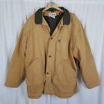 LL Bean Plaid Flannel Lined Insulated Winter Field Jacket Barn Coat Mens XL Tan