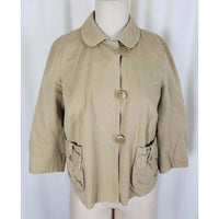 J.Crew Chino Cropped Twill Khaki Safari Jacket Womens 4 Asymmetrical Button Up