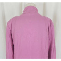Terry Lewis Classic Luxuries Pink Wool Gray Faux Fur Trim Coat Peacoat Womens M