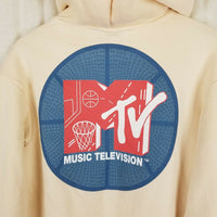 Vintage MTV Music Television Basketball Hoodie Pullover Sweatshirt Mens M Khaki